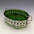 British Antique Butter Dish Silver Plate & Green Glass Inner